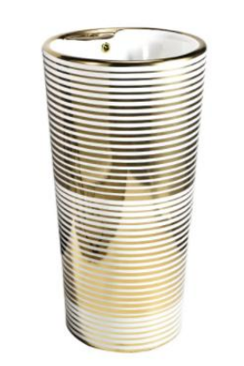 White & Gold Glossy Pedestal Basin