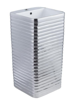 White & Silver Glossy Pedestal Basin