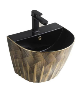 Black & Gold Wall Mounted Basin